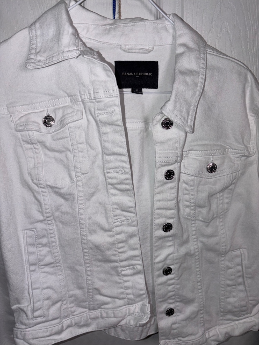 Banana Republic White Denim Jacket with Silver Buttons